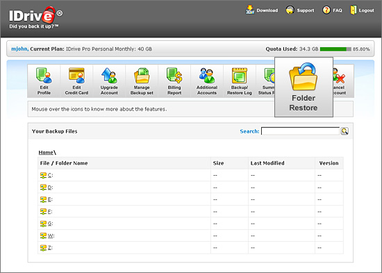 IDrive Web Access and Account Management