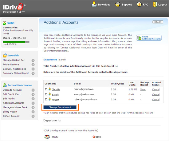 IDrive Web Access and Account Management