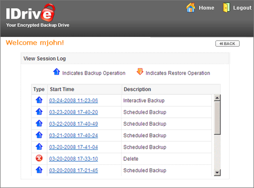 Web-based online backup management
